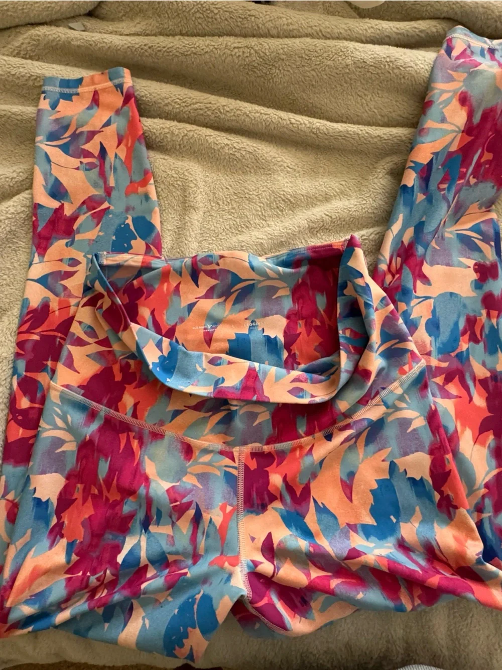Old Navy Multicolor Floral Print Leggings - Pink, Blue, Peach - Picture 2 of 3